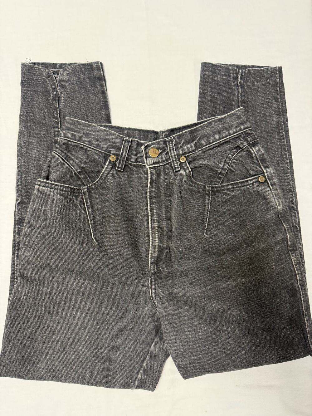 CHIC Black Acid Wash High Waisted Jeans Made in USA Petite Size 7